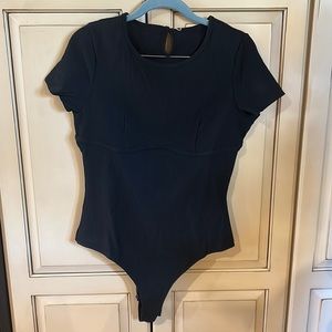 Black Short Sleeve Cheeky Bodysuit